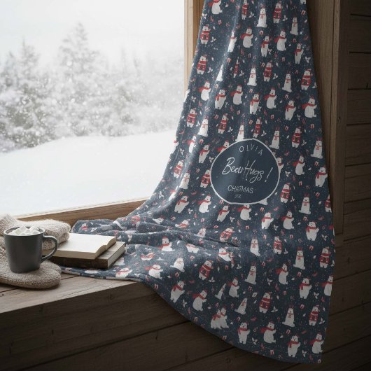ポーラベアハグスクリスマスイヤーID851 フリースブランケット