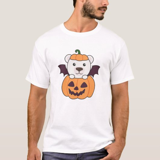 ポーラベアハロウィーンカボチャこうもり衣装 Tシャツ (正面)
