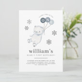 ポーラベアバルーン 1歳の誕生日招待状 招待状 (スタンド正面)