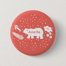 ポーラベアパイン&ホリーホリデーレッドボタン