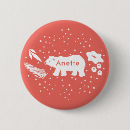 ポーラベアパイン&ホリーホリデーレッドボタン 缶バッジ