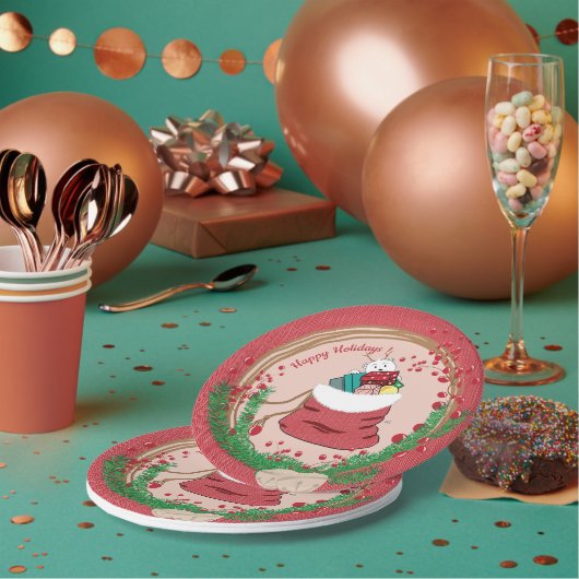 ポーラベアピーキングインサンタズバッグ紙プレート ペーパープレート (複数)