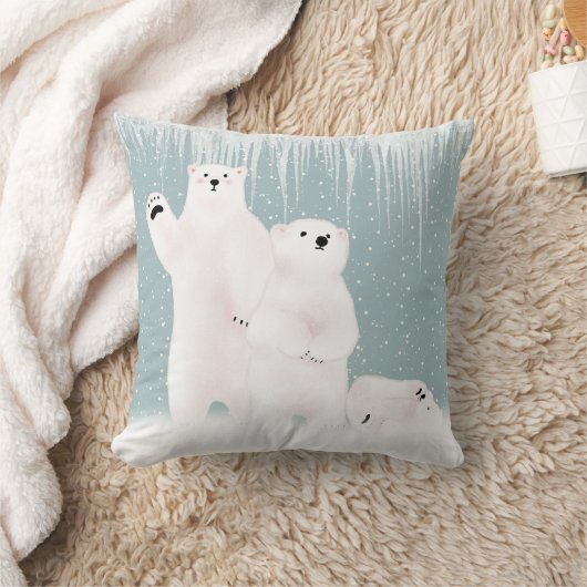 ポーラベアファミリーインスノーフレーク装飾用クッション クッション (ブランケット)