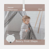 ポーラベアフォトベビーファーストステップクリスマス ガラスオーナメント (正面)