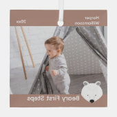 ポーラベアフォトベビーファーストステップクリスマス ガラスオーナメント (裏面)