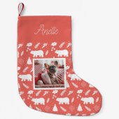 ポーラベアフローラフォトレッドクリスマスストッキング スモールクリスマスストッキング (正面)