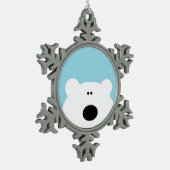 ポーラベアブルー スノーフレークピューターオーナメント (左)