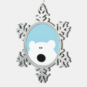 ポーラベアブルー スノーフレークピューターオーナメント (右)