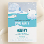 ポーラベアプールパーティー誕生日招待状 招待状