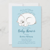ポーラベアベイビーシャワーウッドランドウィンターボーイブルー 招待状 (正面)