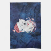 ポーラベアベビーハットバードクリスマスジョイ キッチンタオル (縦)