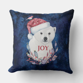 ポーラベアベビーハットバードクリスマスジョイ クッション