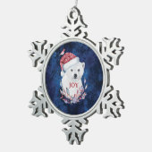 ポーラベアベビーハットバードクリスマスジョイ スノーフレークピューターオーナメント (右)