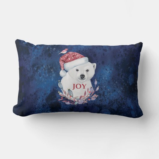 ポーラベアベビーハットバードクリスマスジョイ ランバークッション (正面)