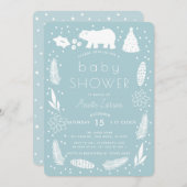 ポーラベアホリデーホリディーブベビーシャワー招待状 シーズンカード (正面/裏面)