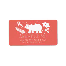 ポーラベアホリデーレッド差出人住所ラベル ラベル