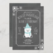 ポーラベアボーイ冬ワンダーランド誕生日パーティー 招待状 (正面/裏面)
