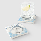 ポーラベアマーブルストーンコースタークリスマス ストーンコースター (横)