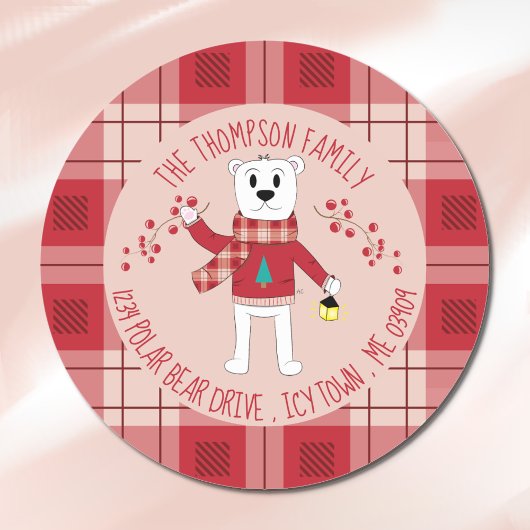 ポーラベアランタンホリデー封筒用シール ラウンドシール