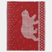 ポーラベアレッド背景ニットスタイルパターン フリースブランケット (正面)