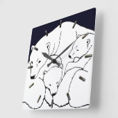 ポーラベアークロッカッコいいクcbsベアーアートウォールクロック スクエア壁時計 (傾斜)