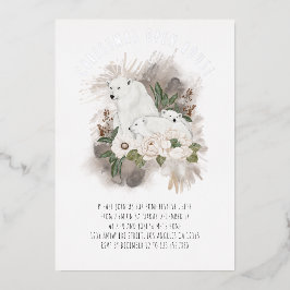 ポーラベアーズクリスマスオープンハウスラグジュアリー実在フォイル 箔招待状