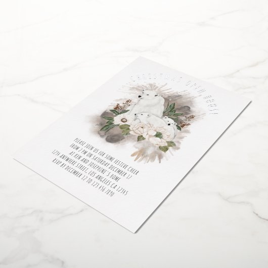 ポーラベアーズクリスマスオープンハウスラグジュアリー実在フォイル 箔招待状 (回転した状態)