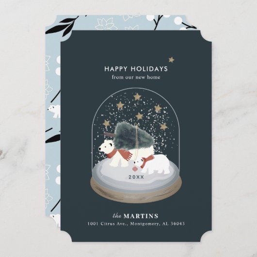 ポーラベアーズスノーグローブホリデームービングアナウンスメント 招待状 (正面/裏面)