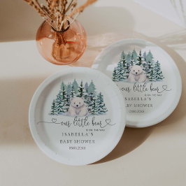 ポーラベア冬ウッドランドミニマリスト赤ちゃんシャワー ペーパープレート