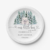 ポーラベア冬ウッドランドミニマリスト赤ちゃんシャワー ペーパープレート (正面)