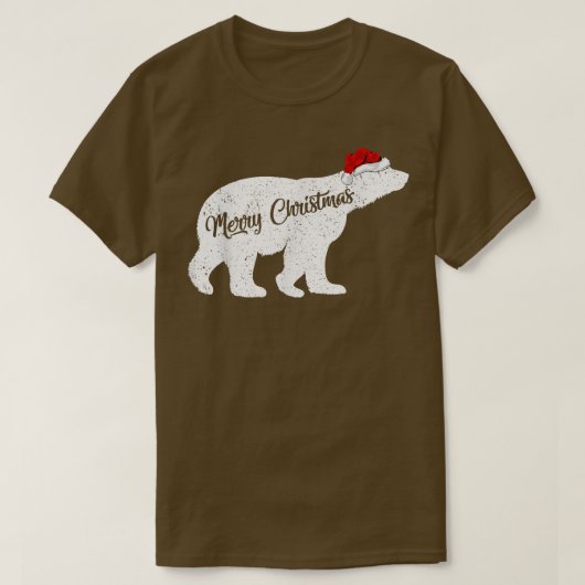 ポーラベア動物愛好家クリスマスサンタハットポーラベア Tシャツ (デザイン正面)