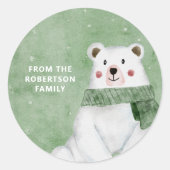 ポーラベア着用グリーンスカーフそれを雪休日 ラウンドシール (正面)