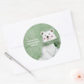 ポーラベア着用グリーンスカーフそれを雪休日 ラウンドシール (封筒)