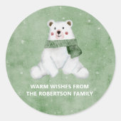 ポーラベア着用グリーンスカーフそれを雪休日 ラウンドシール (正面)