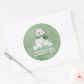 ポーラベア着用グリーンスカーフそれを雪休日 ラウンドシール (封筒)