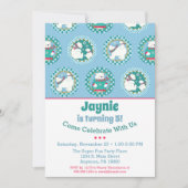 ポーラベア誕生日招待状ウィンターパーティーブルー 招待状 (正面)