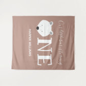 ポーラベア1かわいい動物ファースト誕生日 タペストリー (正面(横))