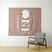 ポーラベア1かわいい動物ファースト誕生日 タペストリー (インサイチュ(横))