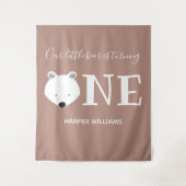 ポーラベア1かわいい動物ファースト誕生日 タペストリー (正面)