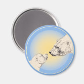 ポーラベア&クブ冷蔵庫マジェントワイルドライフアートギフト マグネット (正面/裏面)