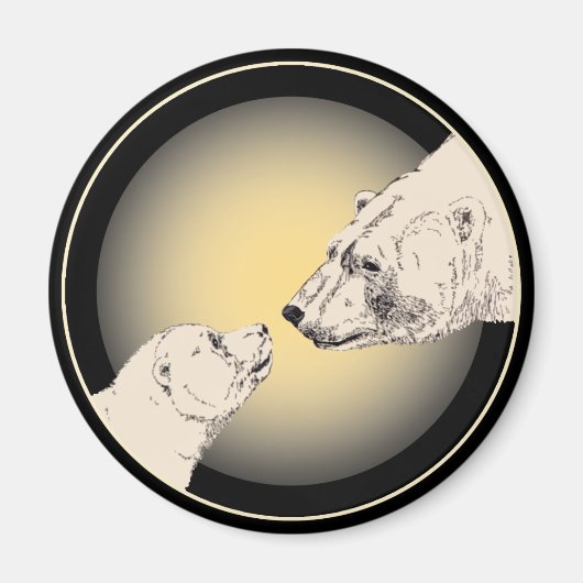 ポーラベア&クブ冷蔵庫マジェントワイルドライフアートギフト マグネット (正面)