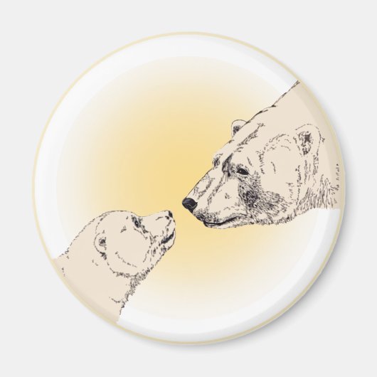 ポーラベア&クブ冷蔵庫マジェントワイルドライフアートギフト マグネット (正面)