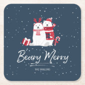 ポーラベーリーメリークリスマスID851 スクエアペーパーコースター (正面)