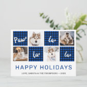 ポーラララブルーバッファロープレイドペット写真コラージュ シーズンカード (スタンド正面)