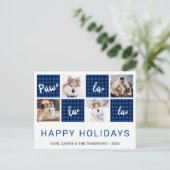 ポーラララブルーバッファロープレイドペット写真コラージュ シーズンポストカード (スタンド正面)