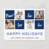 ポーラララブルーバッファロープレイドペット写真コラージュ シーズンポストカード (正面)