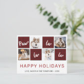 ポーラララレッドバッファロープレイドペットフォトコラージュH ポストカード (スタンド正面)