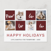 ポーラララレッドバッファロープレイドペットフォトコラージュH ポストカード (正面)