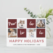 ポーラララレッドバッファロープレイドペット写真コラージュ シーズンカード (スタンド正面)