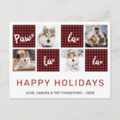 ポーラララレッドバッファロープレイドペット写真コラージュ シーズンポストカード (正面)